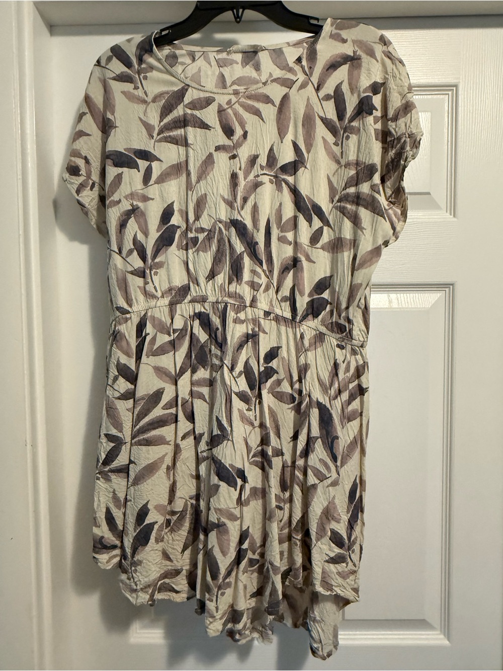 SOZY Leaf Print Mini Dress XL Boho Cottagecore